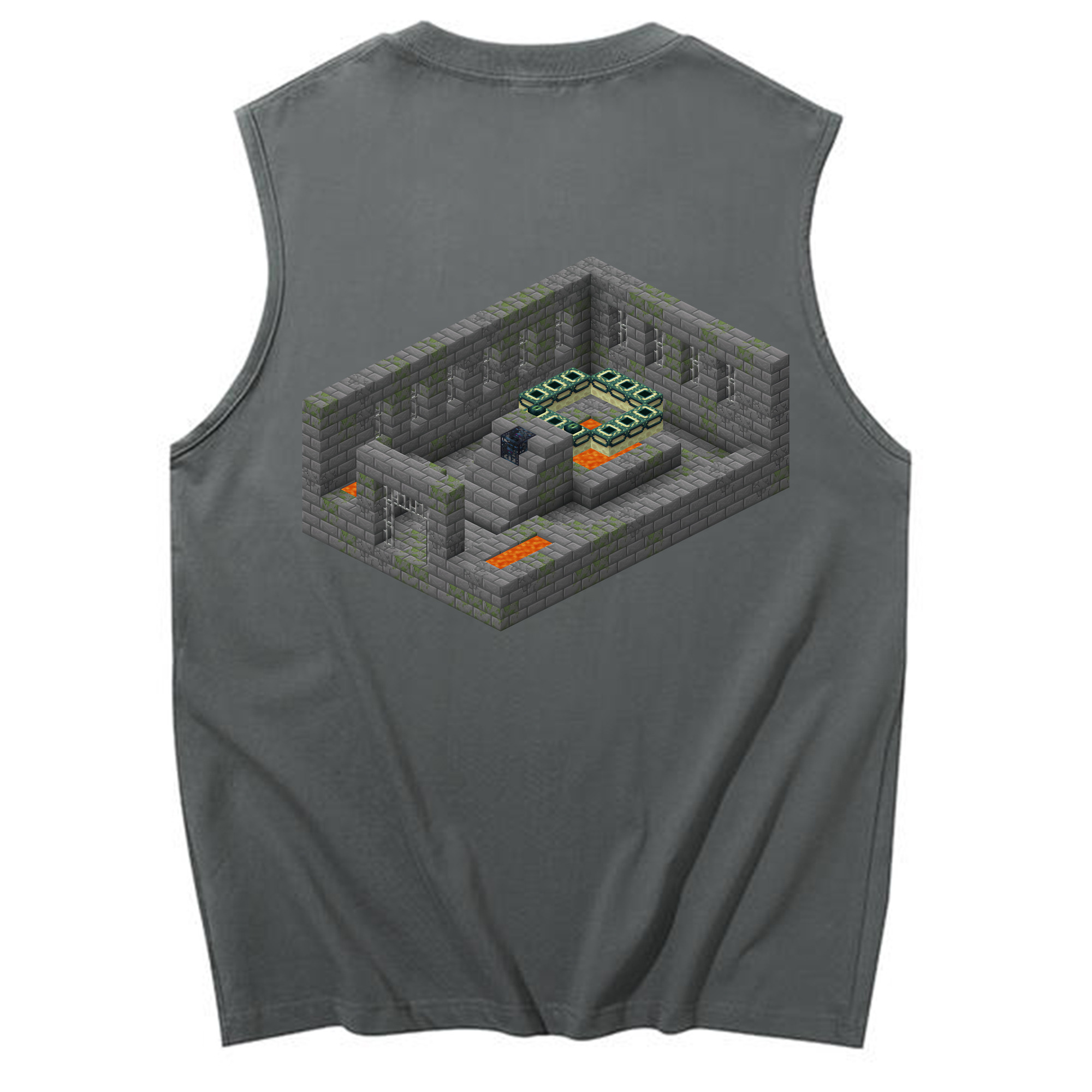 （画像用） マインクラフト ブロックの世界 Minecraft MC Block world コットン100％タンクトップ（背面プリント）